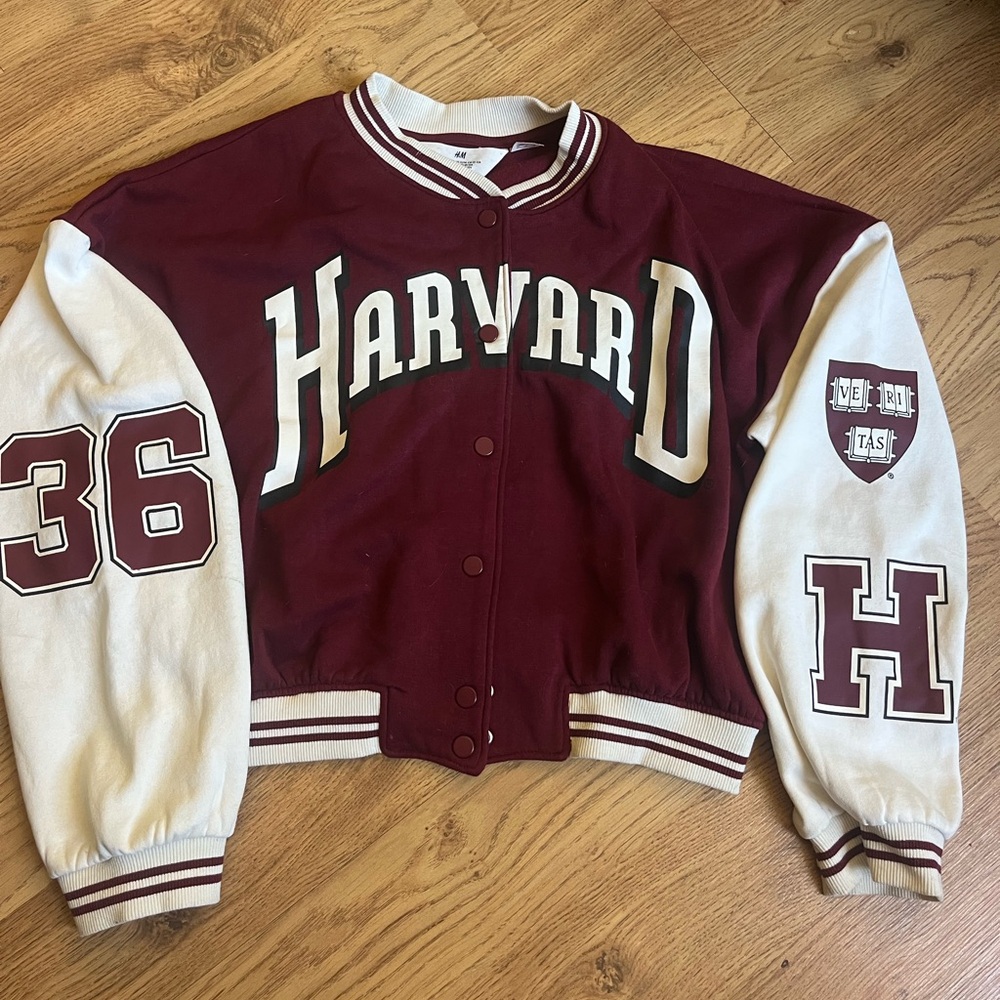Harvard cropped letterman jacket